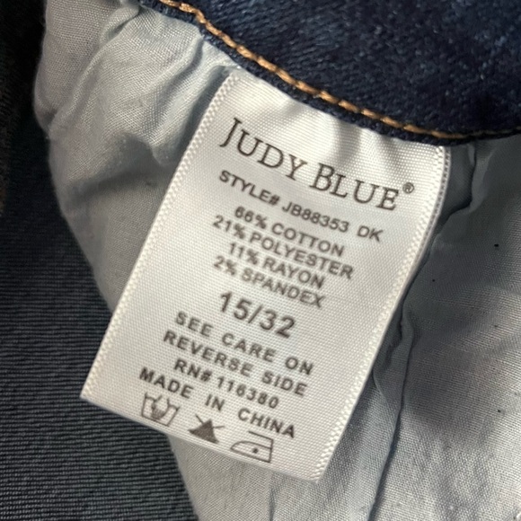 Judy Blue Jeans Wide Leg Trouser Denim High Rise Front Seam Stretch Dark Wash 32 - Picture 15 of 15